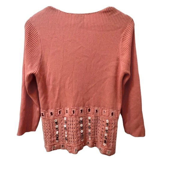 J Jill Crochet Knit Cardigan Sweater Button Detail - Picture 4 of 5